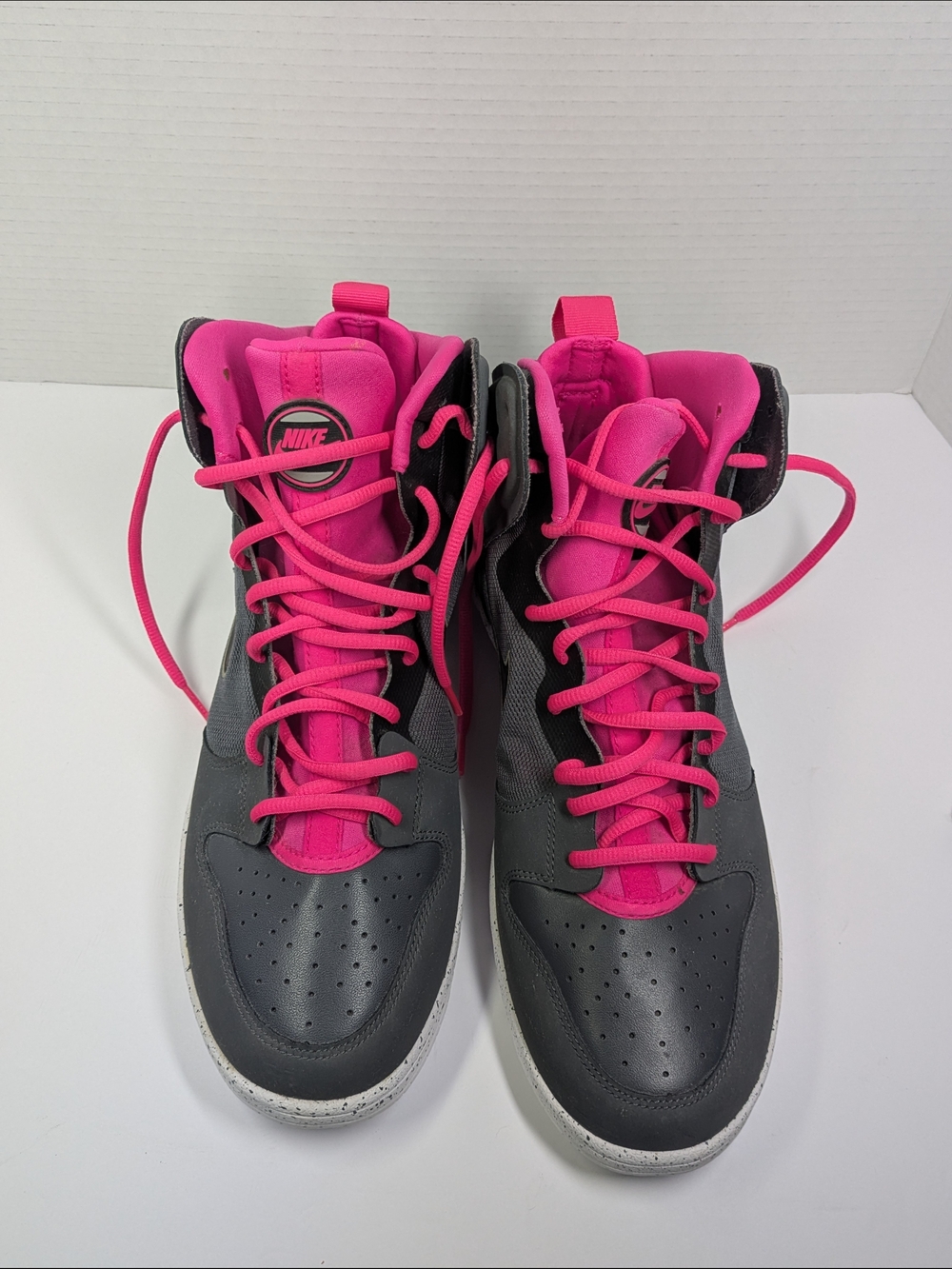 Nike Men's Gray and Pink High-Top Sneakers